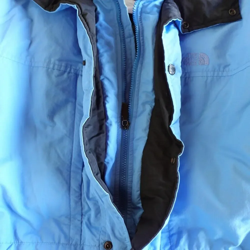 Vintage North Face Jacket Mens Medium Large Blue Down Puffer Detachable Hood 90s